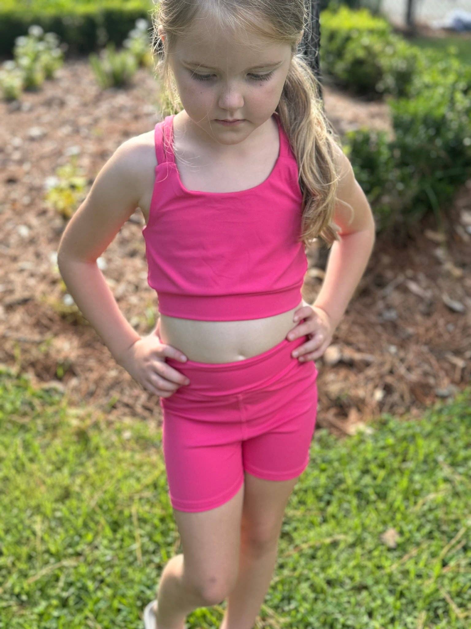 My Petite & Me - Wholesale Activewear Set - Kids - Girls 2-Piece Athletic Short and Tank Set: Hot Pink 4