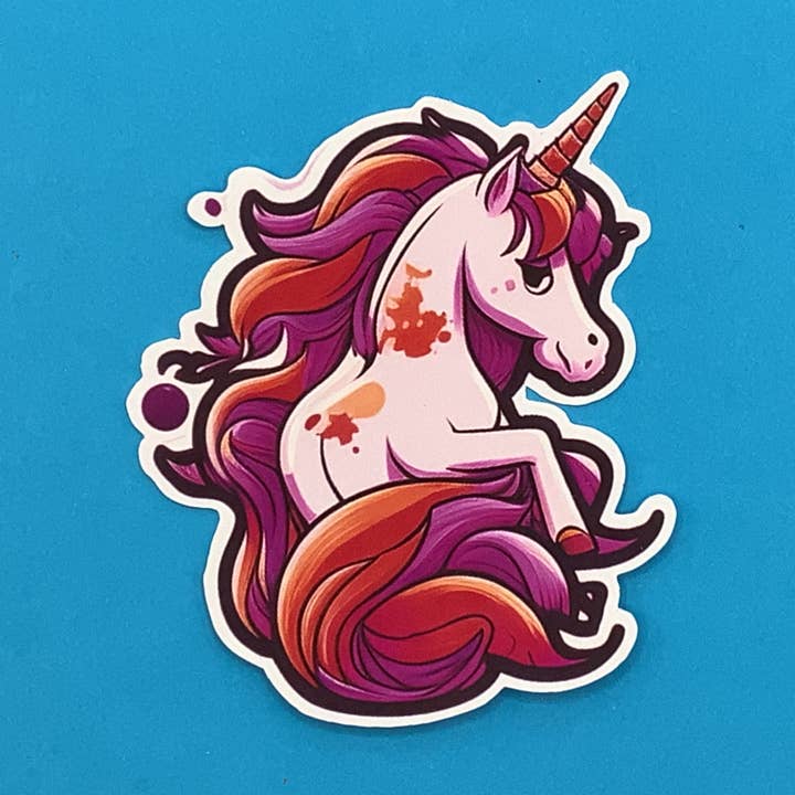 Splash Unicorn Waterproof Vinyl Sticker for wholesale by Something Personal