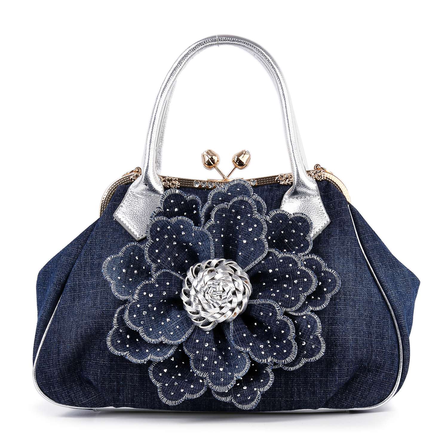 Handbag Express – Engroshandel Tote bag - Dame – Håndtaske med hævet blomsterdesign og metalramme0