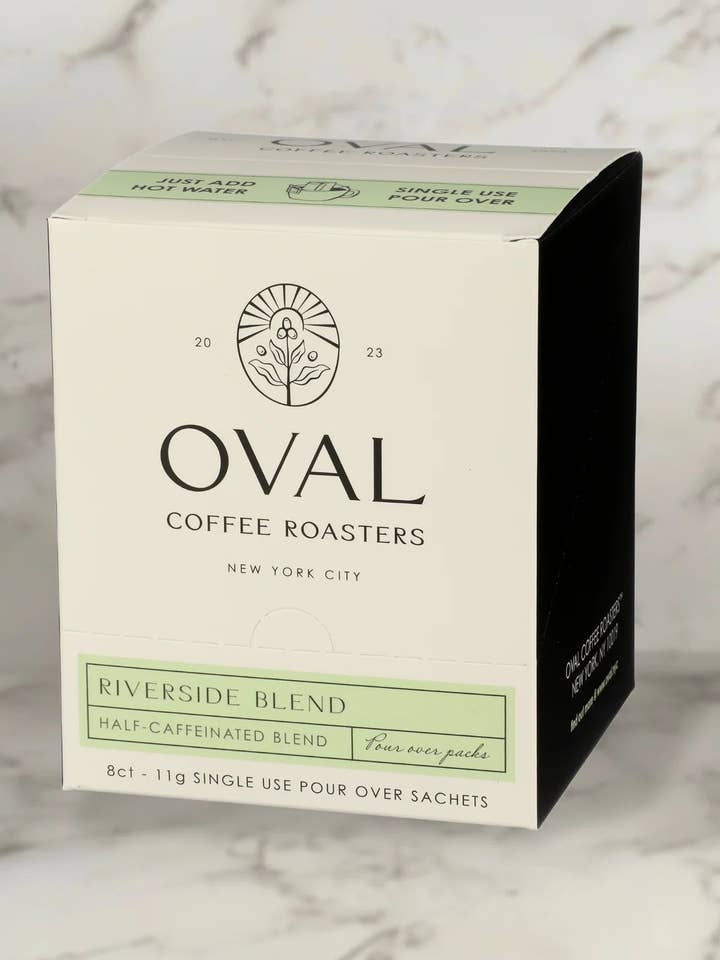 Pour-Over Coffee — Riverside (Half-Caff, 8 Single-Serves) for wholesale by Oval Coffee Roasters