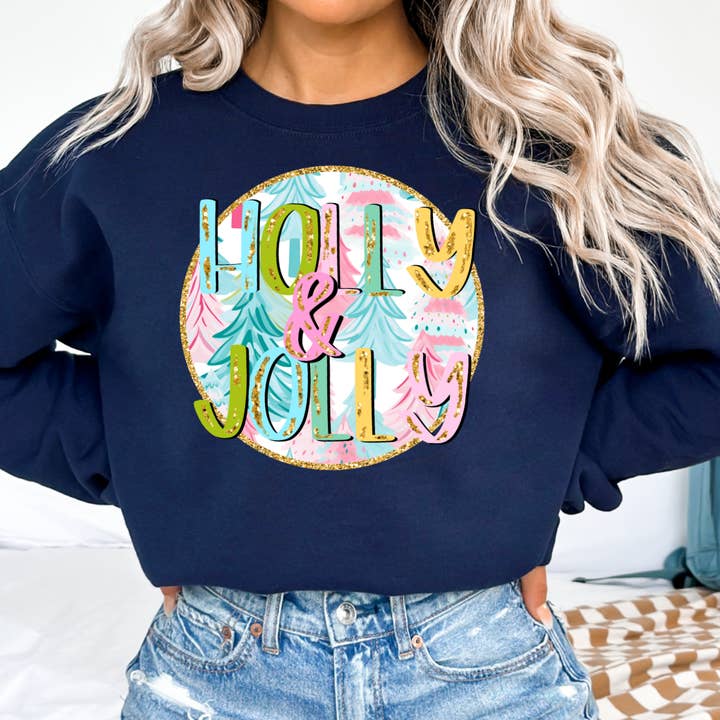 Shoppe SHC - Wholesale Graphic Sweatshirt - Women's - Holly And Jolly Christmas 2025 Graphic Sweatshirt Women’s6