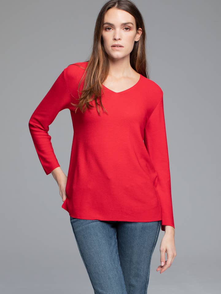 RED PLAIN LINKS PEAK SWEATER for wholesale by TACHI AND ZUCCA