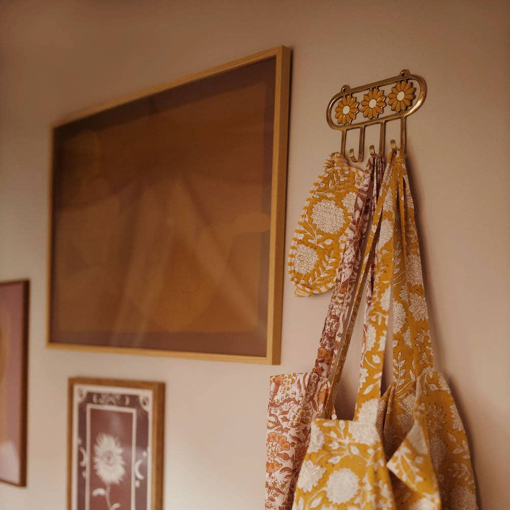 À la collection - Vendita all'ingrosso Maschera per dormire - Mascherina per dormire in cotone con stampa floreale senape2