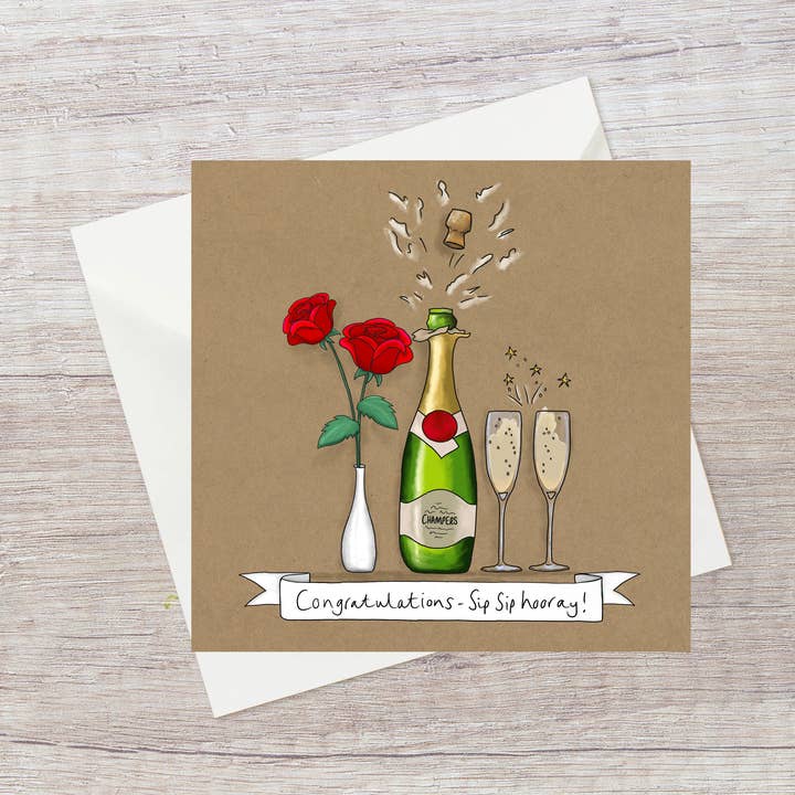 Floral sip sip hourra - Félicitations | Anniversaire pour la vente par Lucy Driver Illustration