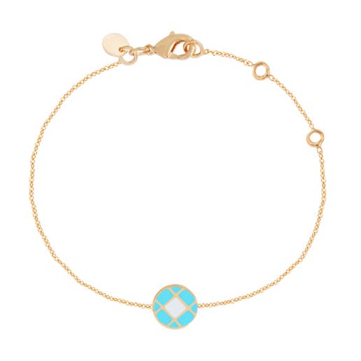 Bracciale Nina - Smalto Turchese e Bianco per la vendita all'ingrosso da parte di Les Merveilleuses