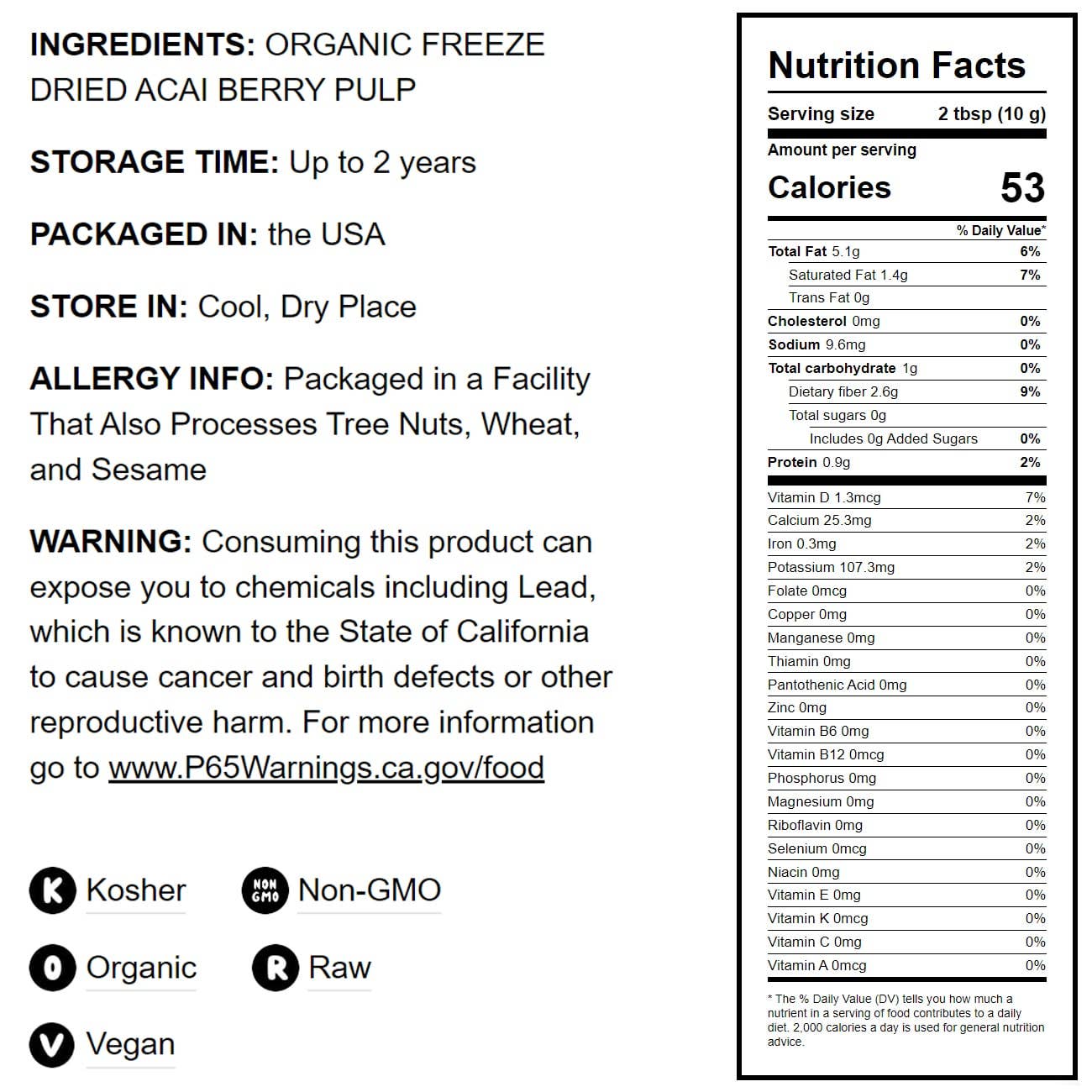 Food To Live - Wholesale Protein/Superfood Powder - Organic Acai Berry Powder –Non-GMO,Kosher, Raw,Freeze-Dried2