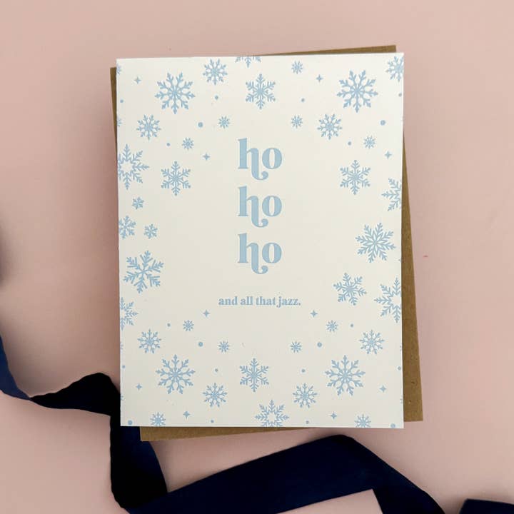 Ho Ho Ho Letterpress Card Set for wholesale by Blue Leaf Design Co.