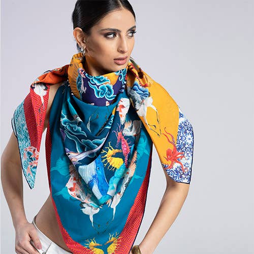 Xale impresso especial em miniatura de algodão desenhado à mão e pareo por atacado de Martius