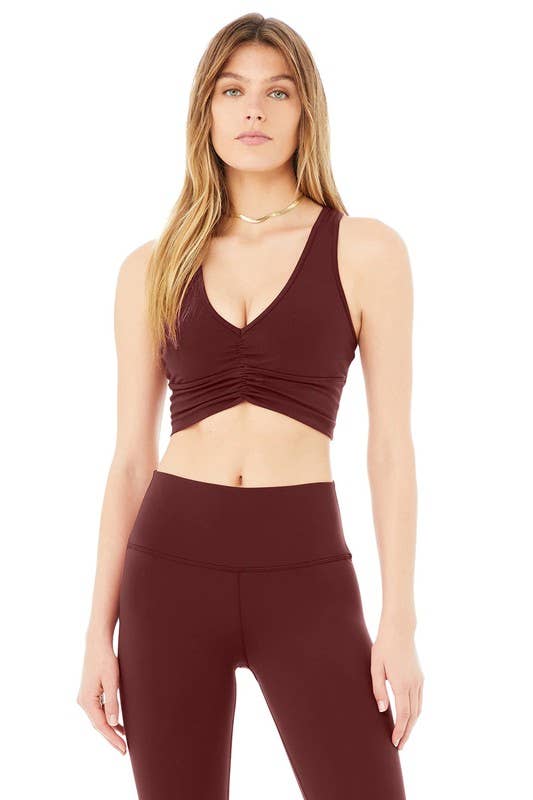 otos active - Wholesale Sports Bra - Women's - Deep V Drawstring Sports Bra Buttery Soft Fabric4