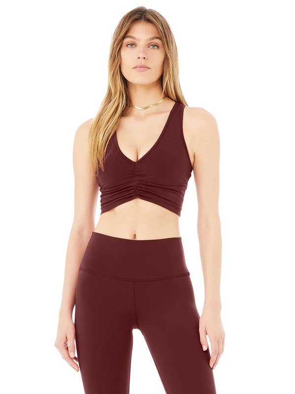 otos active - Wholesale Sports Bra - Women's - Deep V Drawstring Sports Bra Buttery Soft Fabric4