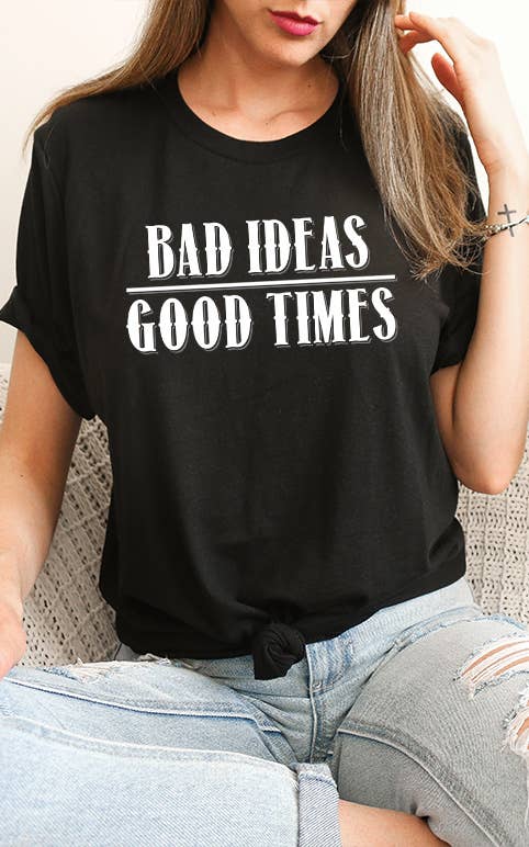 Select Apparel - Wholesale T-shirt met print - Dames - Grafisch T-shirt Slechte Ideeën Goede Tijden0