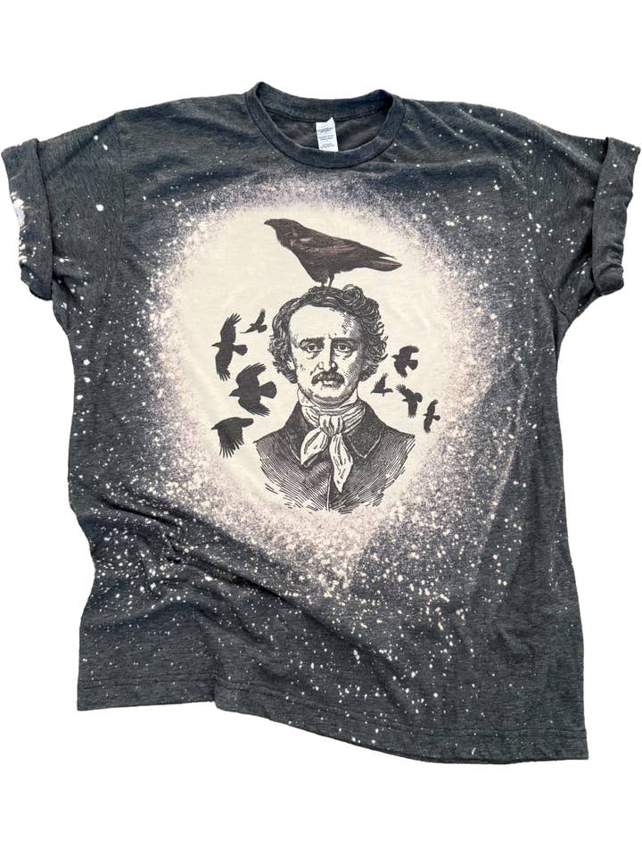 Poe Raven Bleached Tee and other Purchase Wholesale halloween tshirt. Free Returns & Net 60 Terms on Faire trending on Faire.