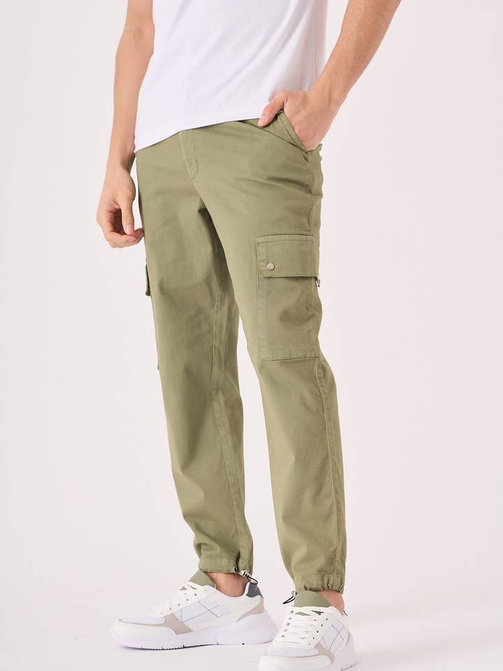 Calças Cargo Slim Stretch Carlton - Verde Azeitona por atacado de JMOJO UK Limited
