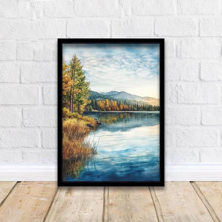 Big Bear Lake Watercolor Painting Wall Art Big Bear Lake Poster California Mountain Art Watercolor Art Scenic Views Nature Lover Gift for wholesale by InkNPrintz