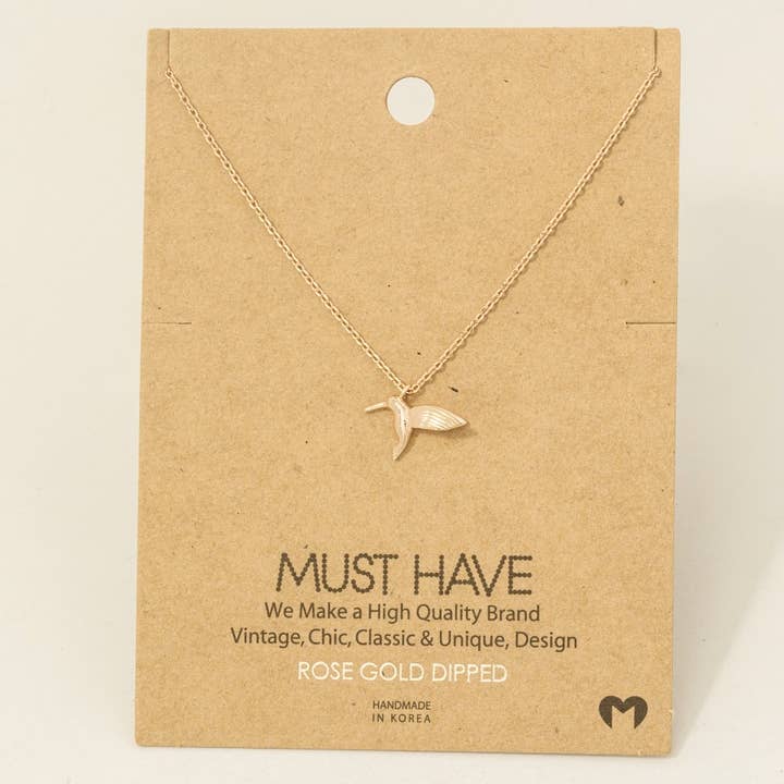 Fame Accessories - Wholesale Pendant/Charm Necklace - Gold Dipped Humming Bird Pendant Necklace5