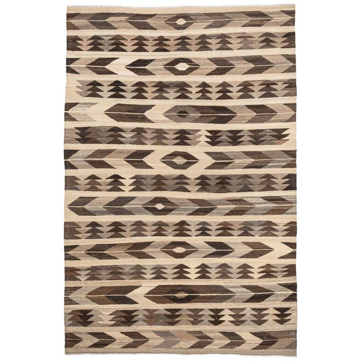 Tappeto Kilim Turco Beige Marrone (6'4'' x 9'7'') per la vendita all'ingrosso da parte di Rugtolia