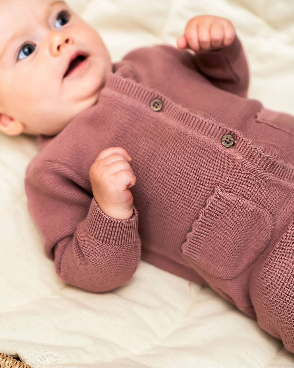 Viverano Organics - Wholesale Jumpsuit - Baby - Classic Pocket & Button Chunky Knit Baby Jumpsuit Organic7