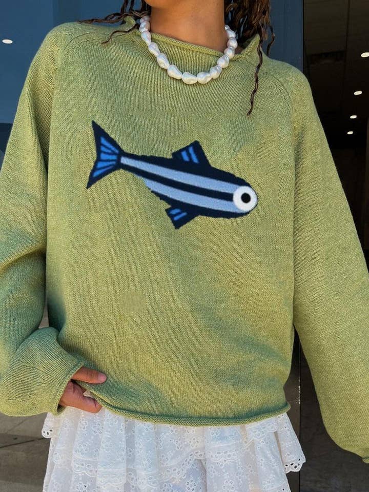 Pull Décontracté à Motif Poisson pour la vente par Soli Echo