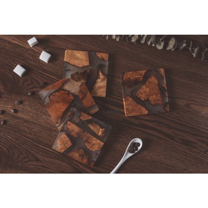 Gohobi – wholesale Coasters – Classic Wooden Resin Coasters 8cm