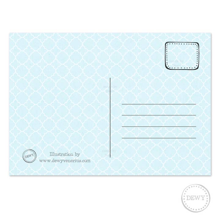 DewyCreations - Wholesale Postcard - A6 postcard - lucky cats on a picknick under a blossom tree2