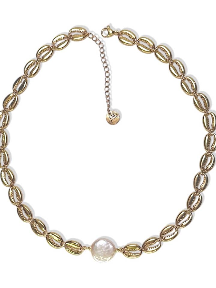 Coastal Shell Pearl necklace for wholesale by Lynnmade