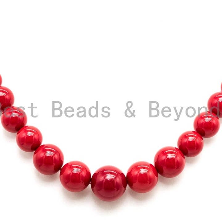 Natural Red MOP Round Smooth Graduate Beads, 8-16mm, Sku#U48 for wholesale by BestBeads&Beyond