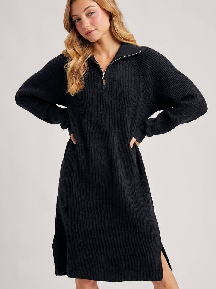 Bluivy - Wholesale Dress - Women's - QUARTER ZIP SWEATER DRESS23