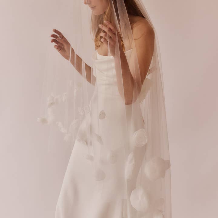 Dove Grey Accessories - Wholesale Veil - Women's - Jolene 3D Organza Floral Veil6