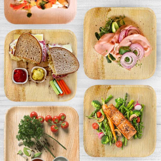 MicRic - Wholesale Disposable plate - 9 Inch Square Palm Leaf Plate (300 Pack) Buy BY Box2