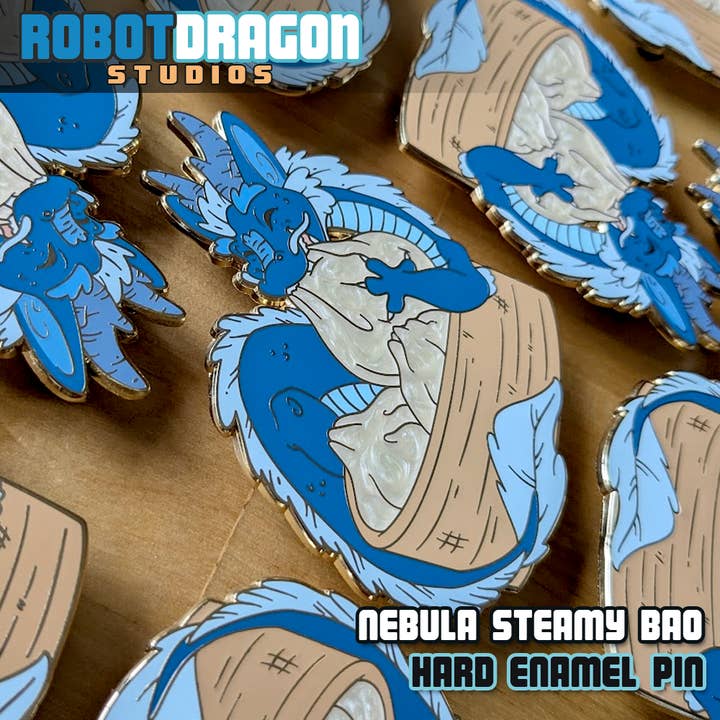 Nebula Steamy Bao Enamel Pin for wholesale by Robot Dragon Studios