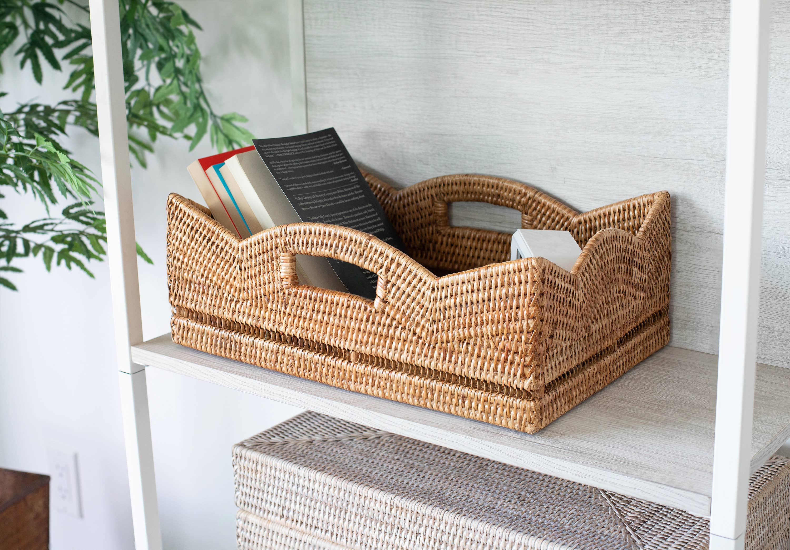 Artifacts Trading Company - Wholesale Basket - Rattan Rectangular Scallop Shelf Basket7