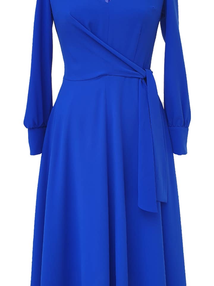 Abito drappeggiato Brittany a maniche lunghe con laccetti laterali per la vendita all'ingrosso da parte di Mellaris