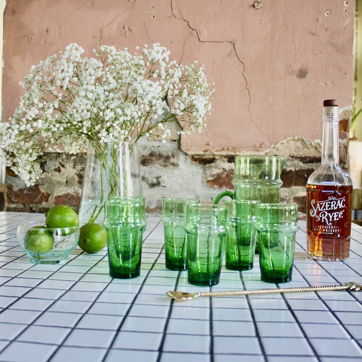 Moroccan Beldi Glass Set of 6 – Handmade Recycled Glassware for wholesale by Mikwi