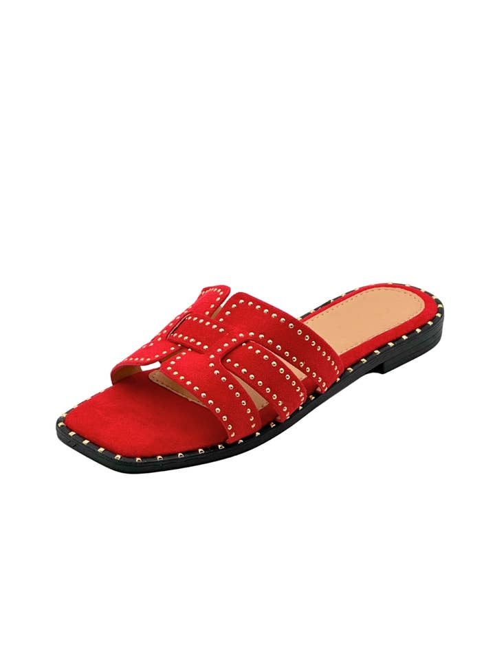 Stephan Paris - Wholesale Mules - Women's - Flat studded suede mules SS-1677