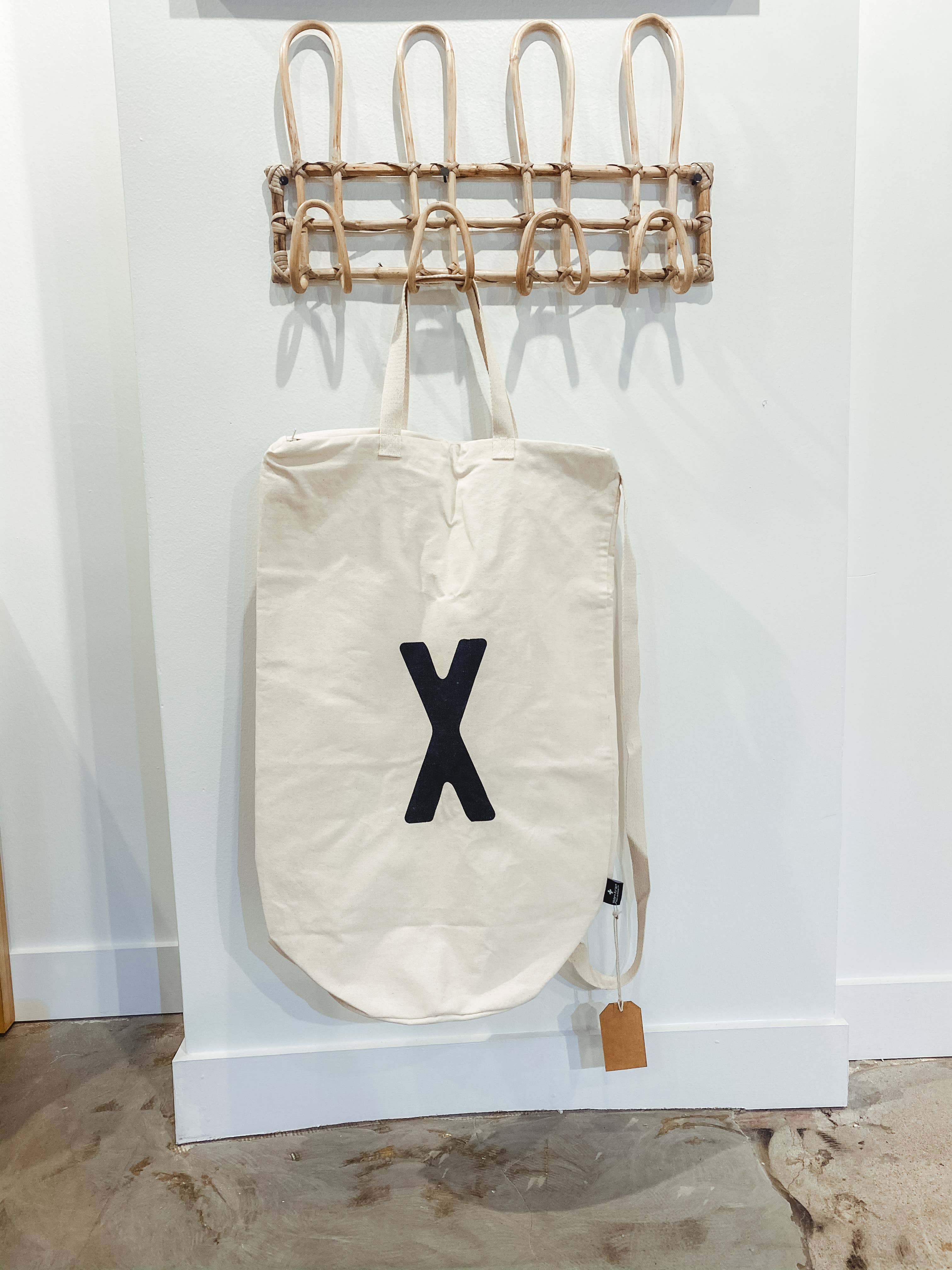 Modern Burlap - Wholesale Laundry Bag - Cotton Canvas Laundry Bag With Shoulder Strap - Alphabet3