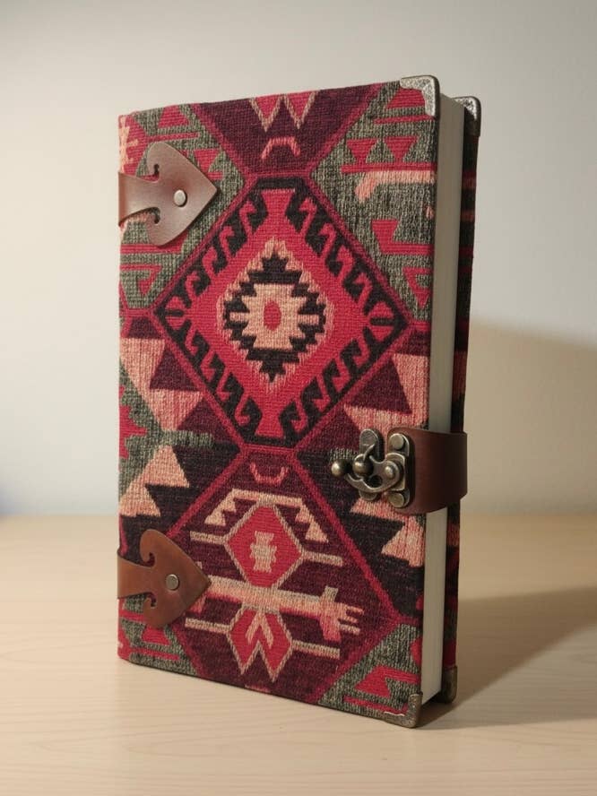 Handcrafted Kilim Fabric Journal with Leather Straps&Metal for wholesale by ML Marcaleather