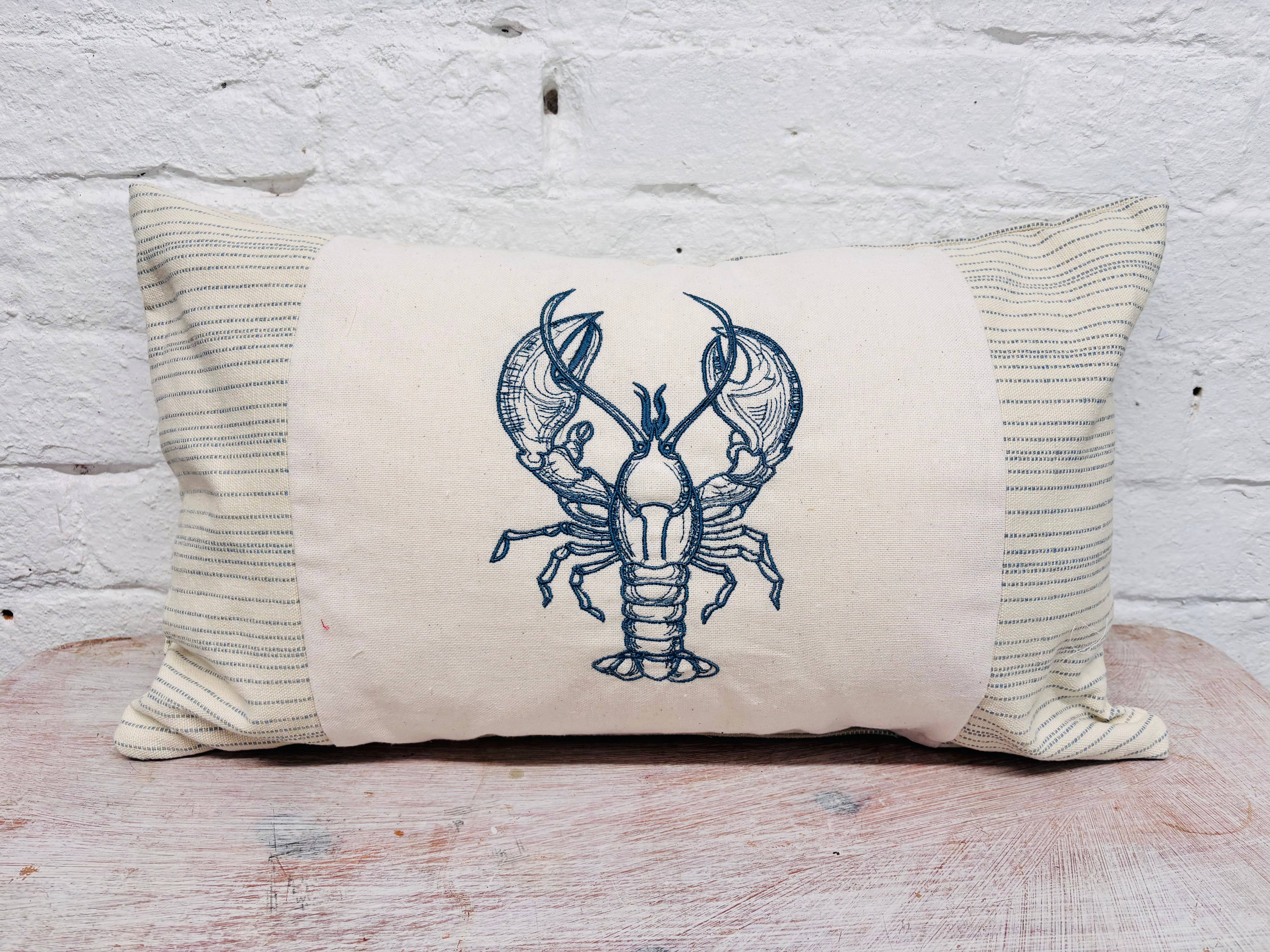 Lizzie Dixon Designs - Wholesale Throw/Decorative Pillow - Lobster Cushion -Wavey Stripe  (limited edition)0
