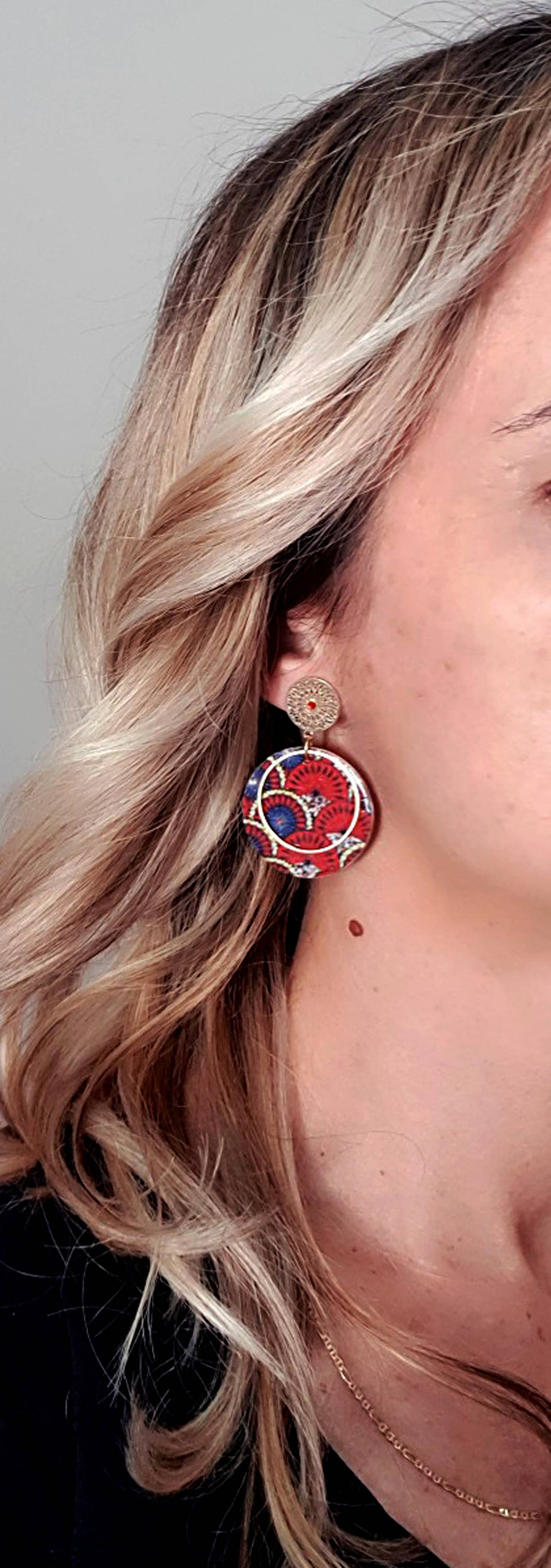 SUNKRIS - Wholesale Dangle Earrings - Japanese pattern wooden and resin paper earrings2