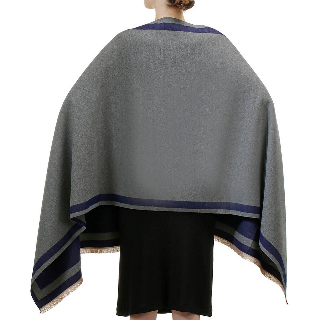 Fashion City - Wholesale Wrap - Women's - Reversible Oversized Border Cashmere Feel Shawl27