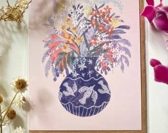 Serena Niesley – wholesale Morsdagskort – Folky blommig vas bukettkort1