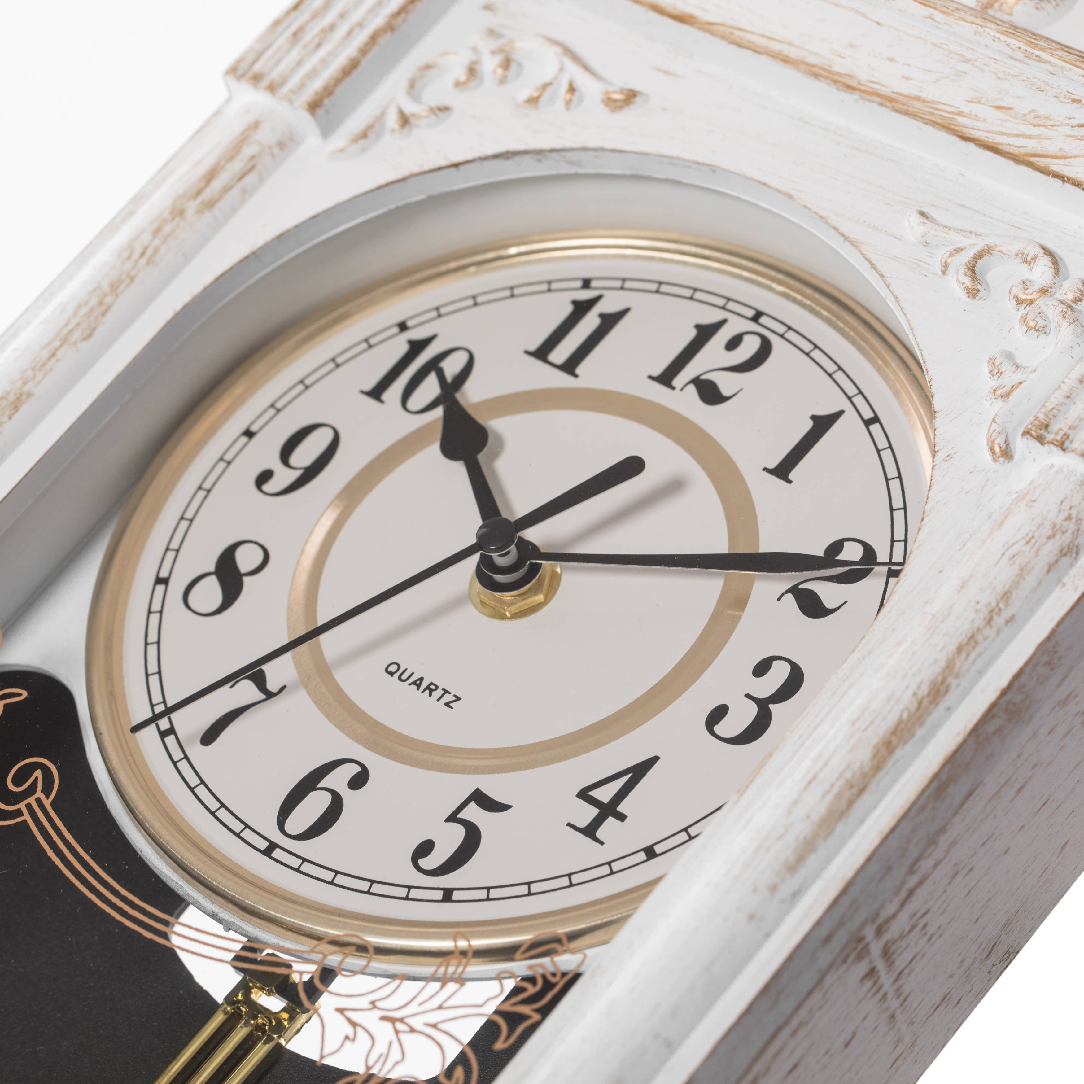 Quickway Imports - Wholesale Wall Clock - Vintage Grandfather Wood Looking Plastic Pendulum Wall Clock12