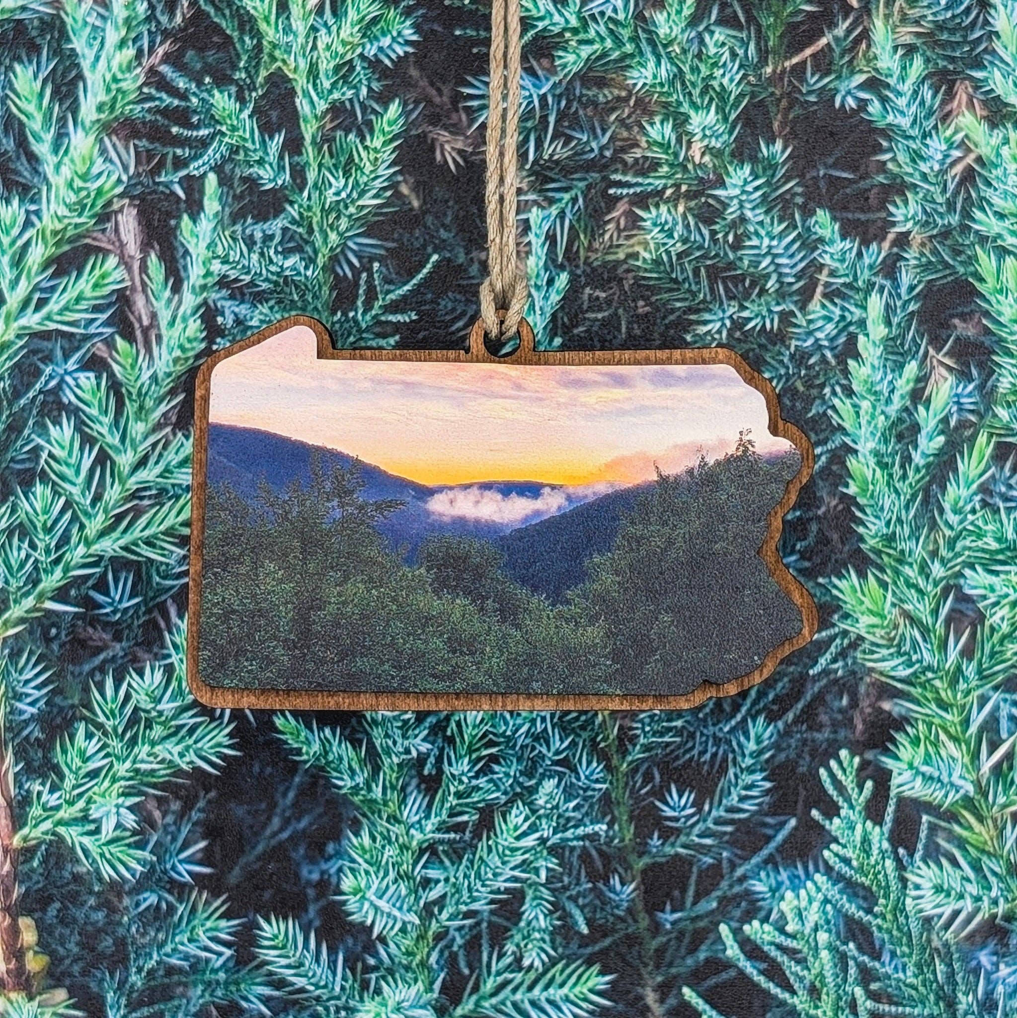 The Little Ornament Shop - Wholesale Ornament - Pennsylvania Mountain Sunrise Ornament7