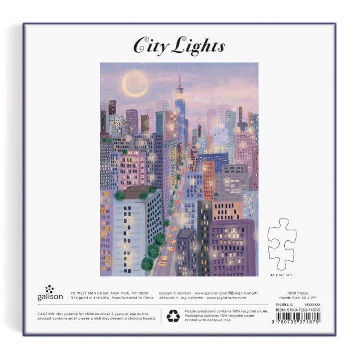 Chronicle Books - Wholesale Puzzle - Adult - City Lights 1000 Piece Puzzle In a Square box