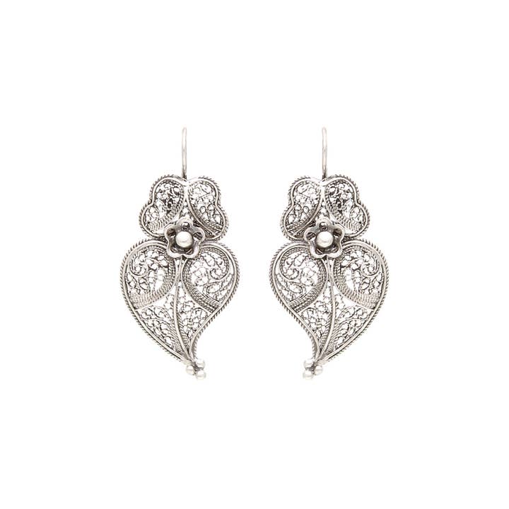 Ohrstecker Herz von Viana 3,5cm in Silber für den Großhandel von PORTUGAL JEWELS