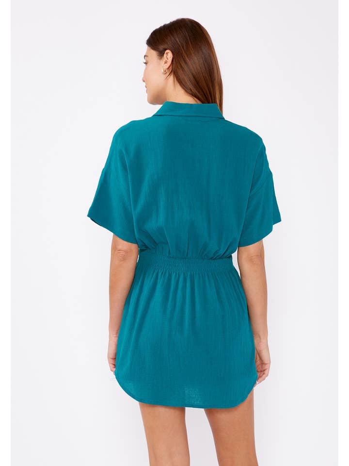 Lovestitch - Wholesale Tunic - Women's - Sheer Drop Shoulder Button Down Smocked Tunic9