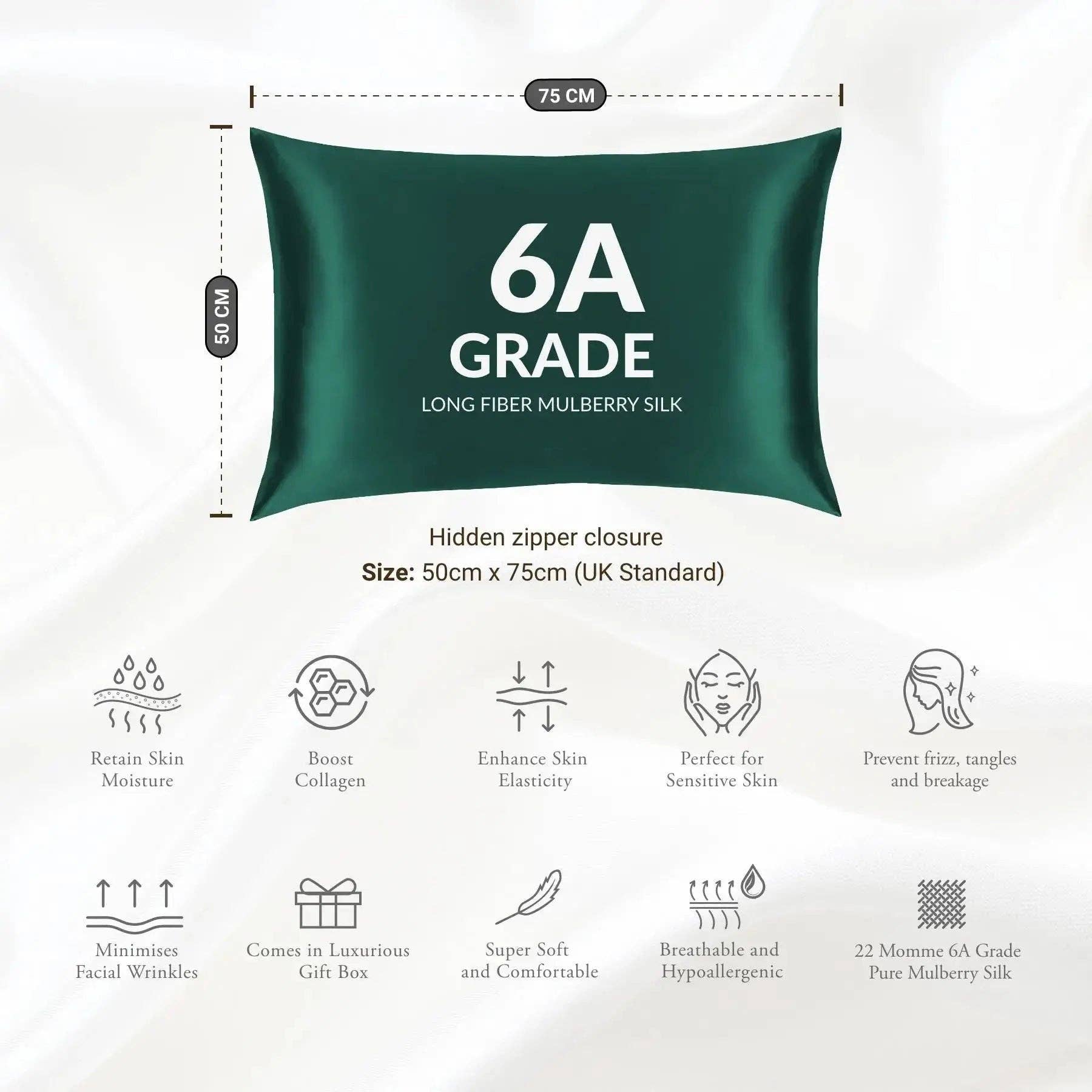 SilkSleek® - Vente Taies/housses d'oreiller - Taie d'oreiller en soie émeraude5