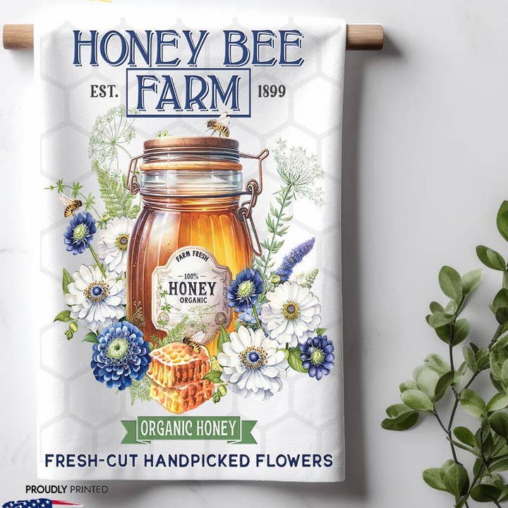 Torchon de cuisine Vintage Honey Bee Farm Fresh-Cut Flowers pour la vente par ADDLE iNK