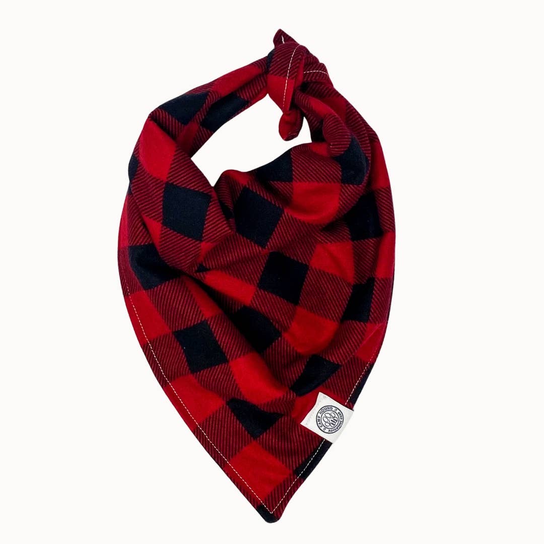 Charlie Dog Bandana | Red Buffalo Check Plaid Flannel Scarf for wholesale on Faire0