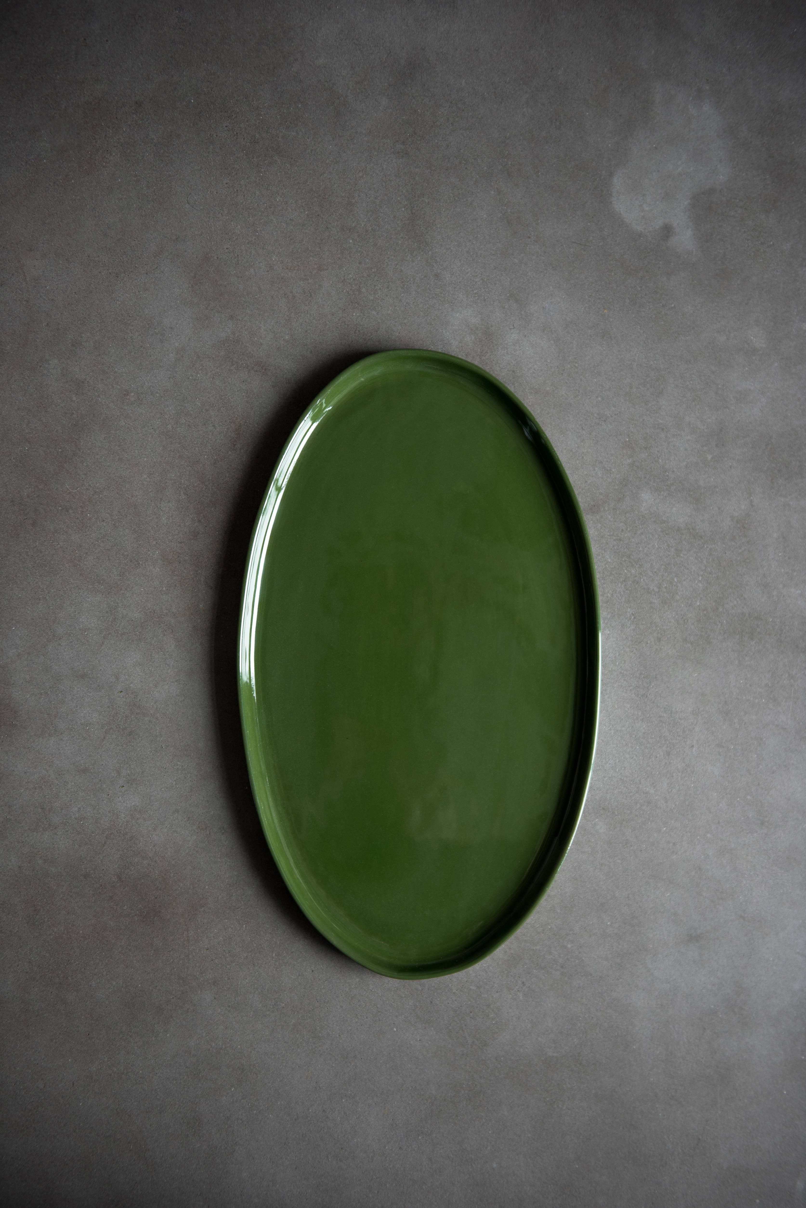 Creating Comfort Lab - Wholesale Platter - Handmade Oval Porcelain Serving Platter. Green1