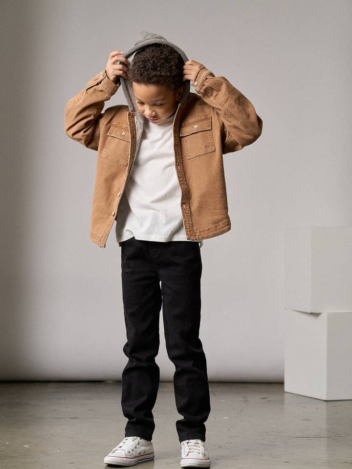 Little Bipsy - Wholesale Shirt Jacket/Shacket - Kids - Hooded Denim Shacket - Camel